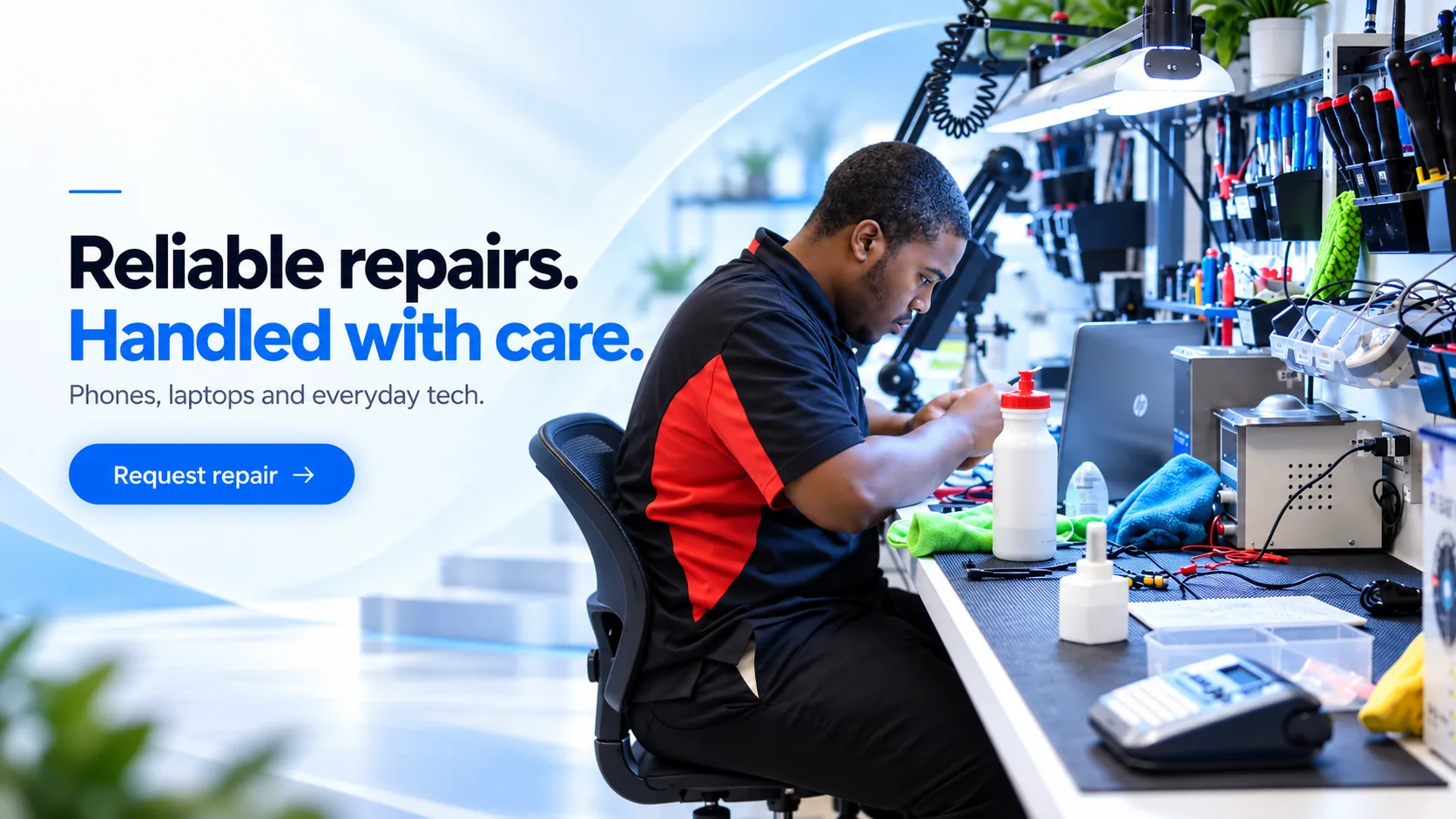 Reliable repairs. Handled with care.. Phones, laptops and everyday tech.